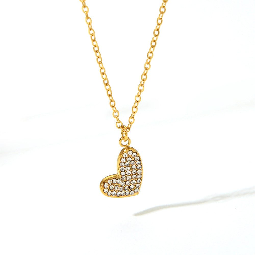 Collar pendiente de corazón con zirconias